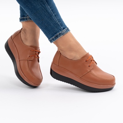 Pantofi Talpa Ortopedica Piele Naturala Camel 1168