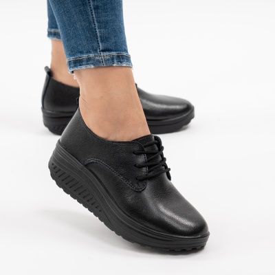 Pantofi Talpa Ortopedica Piele Naturala G698 Black
