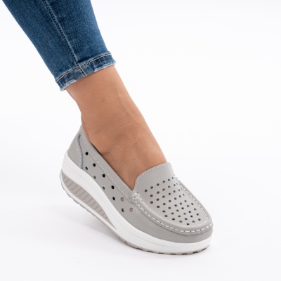 Pantofi Talpa Ortopedica Piele Naturala Gri A335