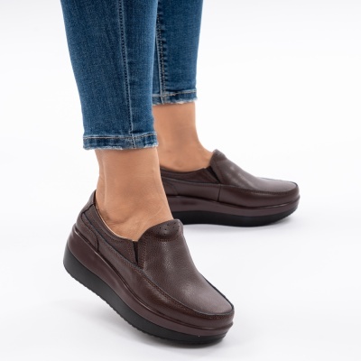 Pantofi Talpa Ortopedica Piele Naturala Maro 1158