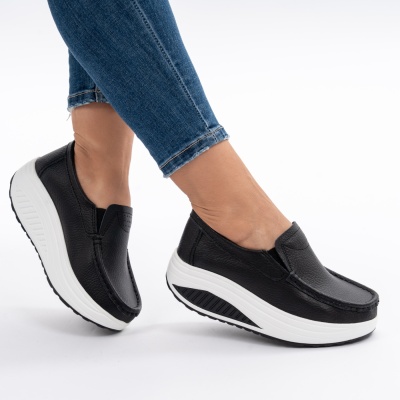 Pantofi Talpa Ortopedica Piele Naturala MM210 Negri