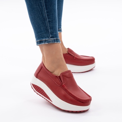 Pantofi Talpa Ortopedica Piele Naturala MM210 Rosu