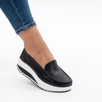 Pantofi Talpa Ortopedica Piele Naturala Negri A339