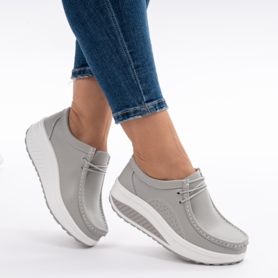 Pantofi Talpa Ortopedica Piele Naturala PL 42 Gri