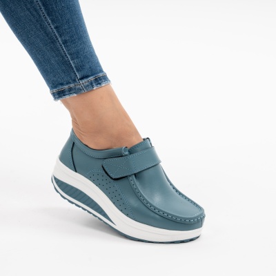 Pantofi Talpa Ortopedica Piele Naturala PL58 Blue