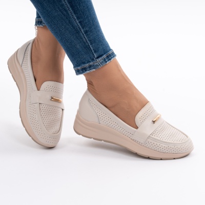 Pantofi Talpa Ortopedica Piele Naturala Q783 Bej