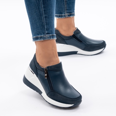 Pantofi Talpa Ortopedica Piele Naturala ZT-06 Albastri