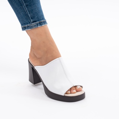 Pantofi Tip Papuci Piele Naturala Talpa Comoda AN2610-1 Alb