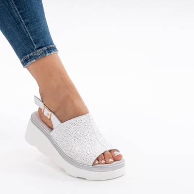 Pantofi Tip Sandale Piele Naturala Talpa Comoda AN111 Alb