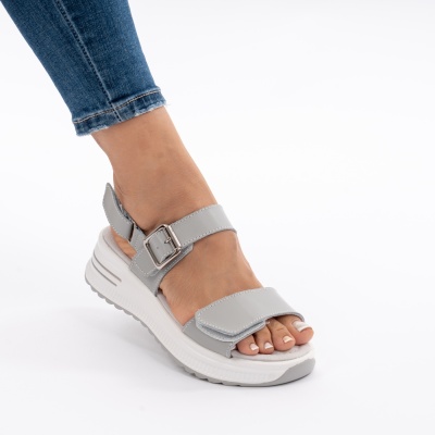 Pantofi Tip Sandale Piele Naturala Talpa Comoda AN122 Gri