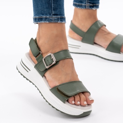 Pantofi Tip Sandale Piele Naturala Talpa Comoda AN122 Verde