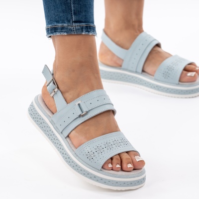 Pantofi Tip Sandale Piele Naturala Talpa Comoda AN133 Blue