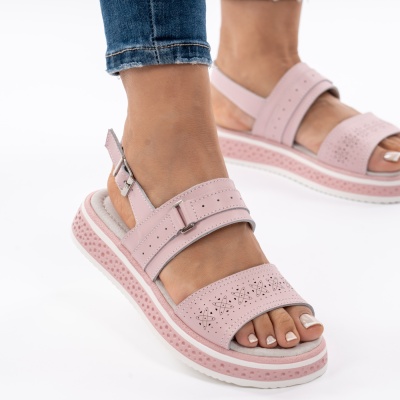 Pantofi Tip Sandale Piele Naturala Talpa Comoda AN133 Roz