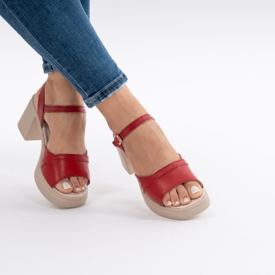 Pantofi Tip Sandale Piele Naturala Talpa Comoda AN2510-7 Roșu