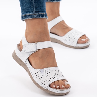 Pantofi Tip Sandale Piele Naturala Talpa Comoda AN2671-1 Alb