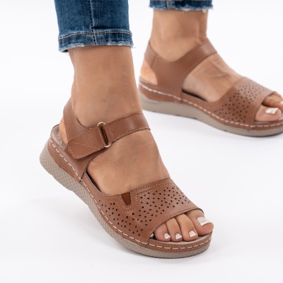 Pantofi Tip Sandale Piele Naturala Talpa Comoda AN2671-1Camel