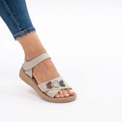 Pantofi Tip Sandale Piele Naturala Talpa Comoda AN510-3 BEJ