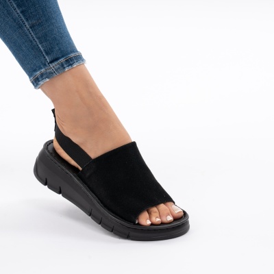 Pantofi Tip Sandale Piele Naturala Talpa Comoda F001-967 Negru