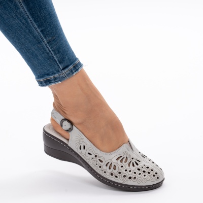 Pantofi Tip Sandale Piele Naturala Talpa Comoda F002-649 Gri