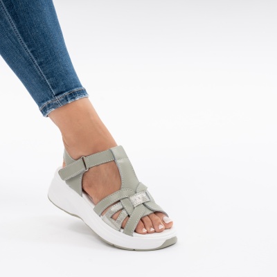 Pantofi Tip Sandale Piele Naturala Talpa Comoda JY57811 Verde