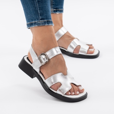 Pantofi Tip Sandale Piele Naturala Talpa Comoda JY6531 Silver