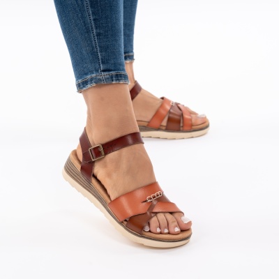 Pantofi Tip Sandale Piele Naturala Talpa Comoda OD928 Maro