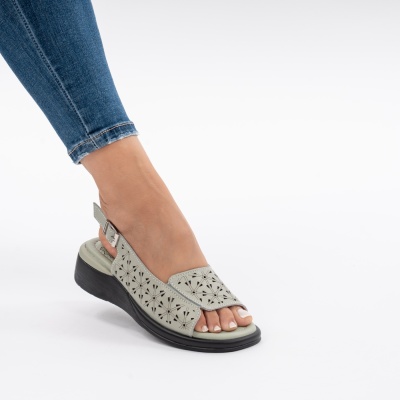 Pantofi Tip Sandale Piele Naturala Talpa Comoda T-8027 Verde