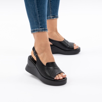Pantofi Tip Sandale Piele Naturala Talpa Comoda T-8055-2 Negru