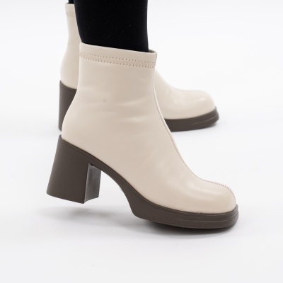 Botine Piele Naturala Bej 1350