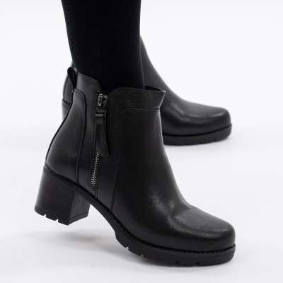 Botine Piele Naturala Negre 156