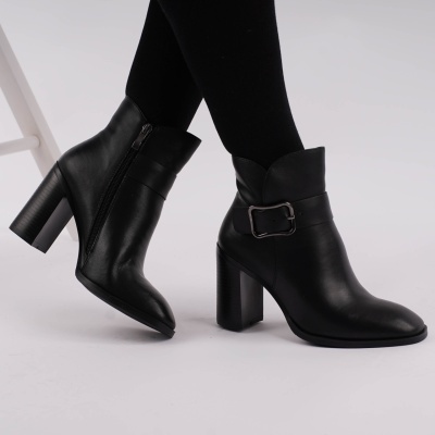 Botine Piele Naturala Negre SN5011