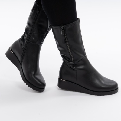 Cizme Piele Naturala Fermoar Negre 2797