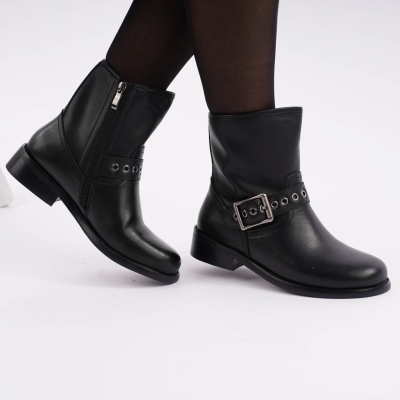 Cizme Scurte Piele Naturala Negre SN5009