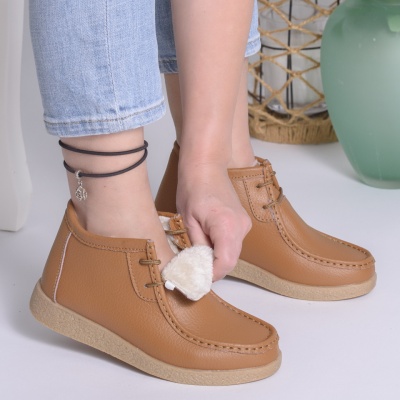 Ghete Imblanite Piele Naturala Camel 9602-2