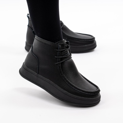 Ghete Imblanite Piele Naturala Negre 232B