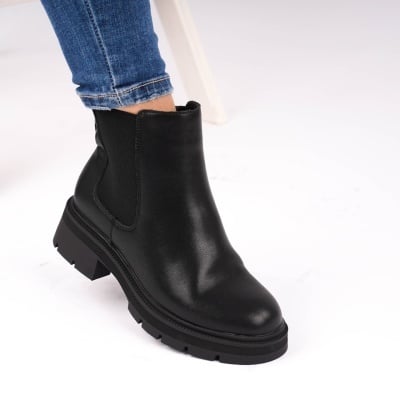 Ghete Piele Naturala Imblanite Casual Negre 2696