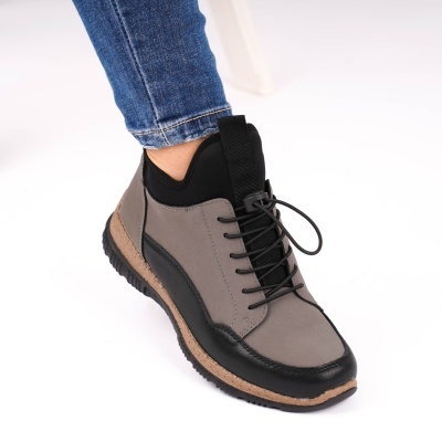Ghete Piele Naturala Imblanite Talpa Bocanci Gri 2786