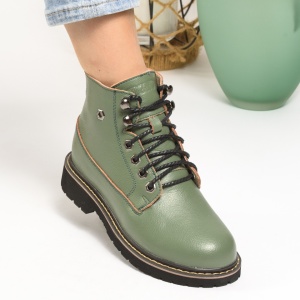 Ghete Piele Naturala Imblanite Talpa Bocanci Verde 1952