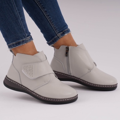Ghete Piele Naturala Imblanite Talpa Casual Gri XH041
