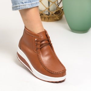 Ghete Piele Naturala Imblanite Talpa Ortopedica Camel A385