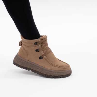 Ghete Piele Naturala Imblanite Talpa Striată Kahki Jy7950