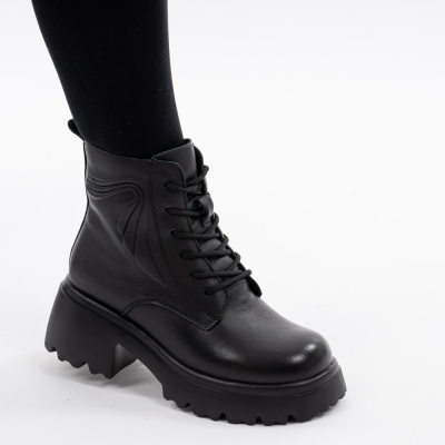 Ghete Piele Naturala Negre 80830-3