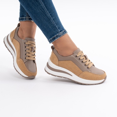 Pantofi Casual Din Piele Naturala Bej A568