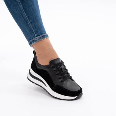Pantofi Casual Din Piele Naturala Negri A568