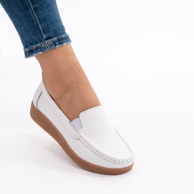 Pantofi Casual Piele Naturala Alb 1121-2