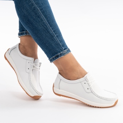 Pantofi Casual Piele Naturala Alb AN8517-5