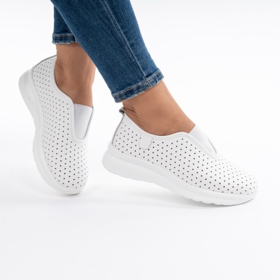 Pantofi Casual Piele Naturala Alb MM260