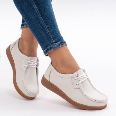Pantofi Casual Piele Naturala Alb WK 212