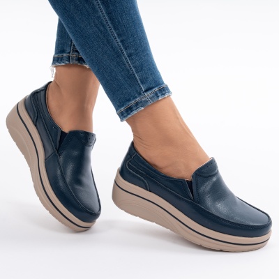 Pantofi Casual Piele Naturala Albastru 1152