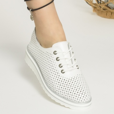 Pantofi Casual Piele Naturala Albi XH3200